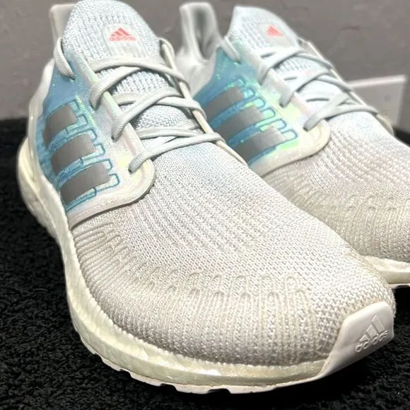 🔥🔥 ADIDAS UltraBoost 20 Running Shoes Sky Tint Silver White - Women Sz 9 - EUC