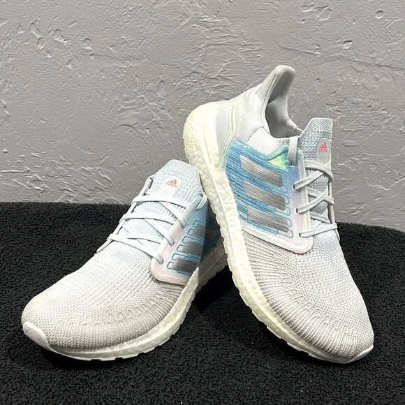 🔥🔥 ADIDAS UltraBoost 20 Running Shoes Sky Tint Silver White - Women Sz 9 - EUC