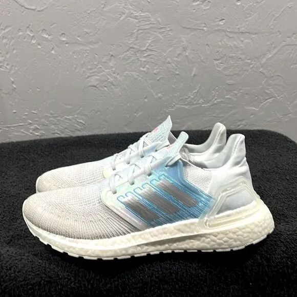 🔥🔥 ADIDAS UltraBoost 20 Running Shoes Sky Tint Silver White - Women Sz 9 - EUC
