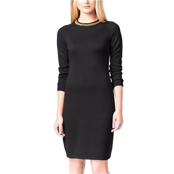 🖤 CALVIN KLEIN Chain Collar Sweater Dress | Size L | Black | Vintage 90s style 🖤