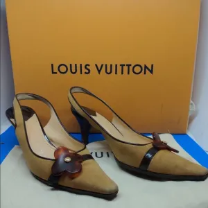 🔥 LOUIS VUITTON Beige leather flower 👡 sandals 36.5