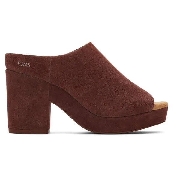 🌸 TOMS Florence Chestnut Suede Platform Heel NIB