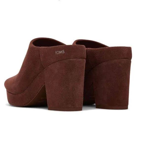 🌸 TOMS Florence Chestnut Suede Platform Heel NIB