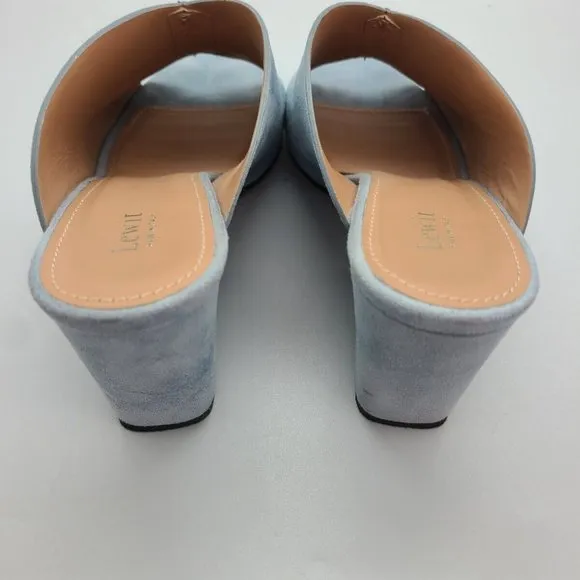 $195 Lewit Heels Sandals Blue Suede Made In Italy EU sz 36,5 US sz 6