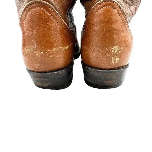 1960's Tony Lama Cowboy Boots Style 5060 Men's 9.5-495 Brown Leather Western USA