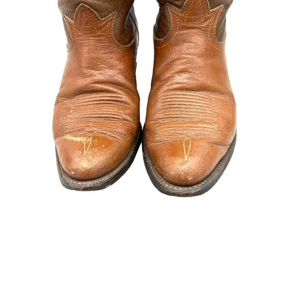 1960's Tony Lama Cowboy Boots Style 5060 Men's 9.5-495 Brown Leather Western USA