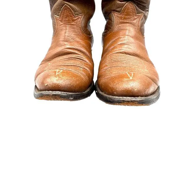 1960's Tony Lama Cowboy Boots Style 5060 Men's 9.5-495 Brown Leather Western USA