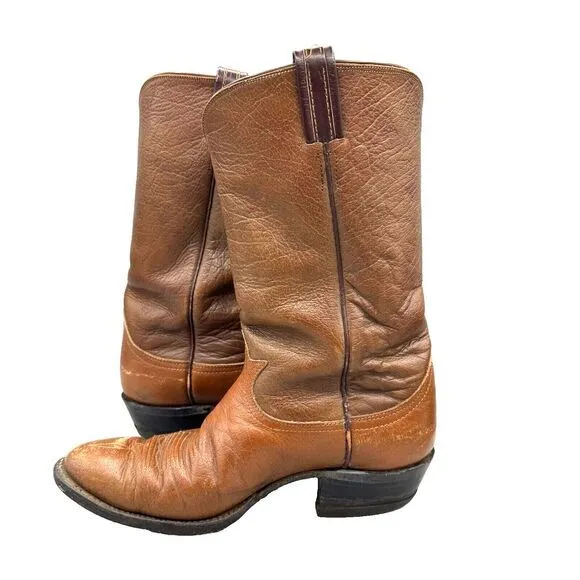 1960's Tony Lama Cowboy Boots Style 5060 Men's 9.5-495 Brown Leather Western USA