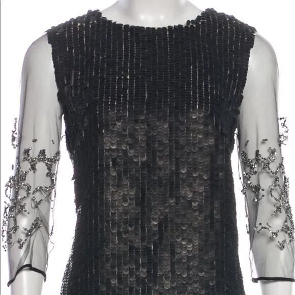 3.1 Phillip Lim Size M US 6 Leather Beaded Dress