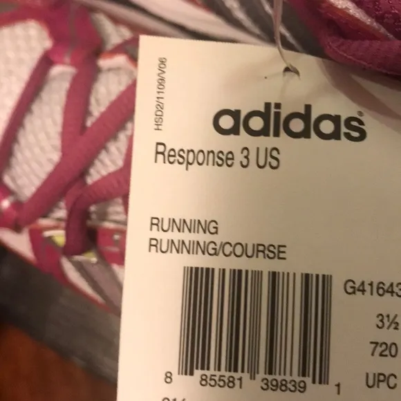 600 Adidas response 3 us G41643 running silver dark pink light neon yellow girls