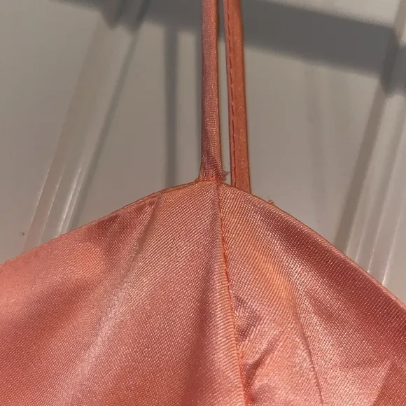 80s vintage peach party dress satin top spaghetti straps Size Small (Jr 11/12)