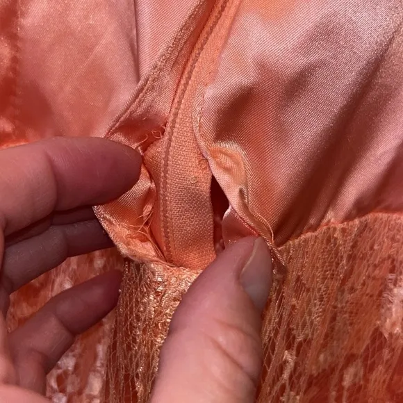 80s vintage peach party dress satin top spaghetti straps Size Small (Jr 11/12)