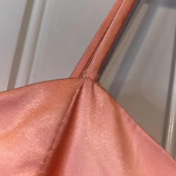 80s vintage peach party dress satin top spaghetti straps Size Small (Jr 11/12)