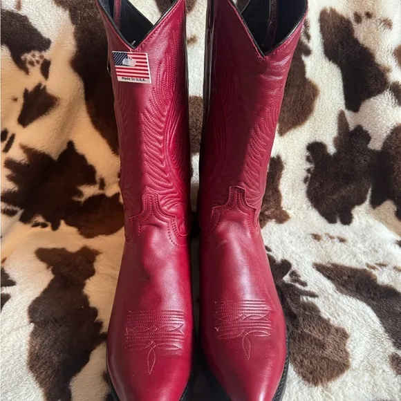 Abilene Red Dress Leather Cowboy Boots