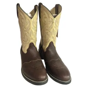 Acme Western Cowboy Boots Brown &amp; Cream Men's‎ Size 9D NWOT