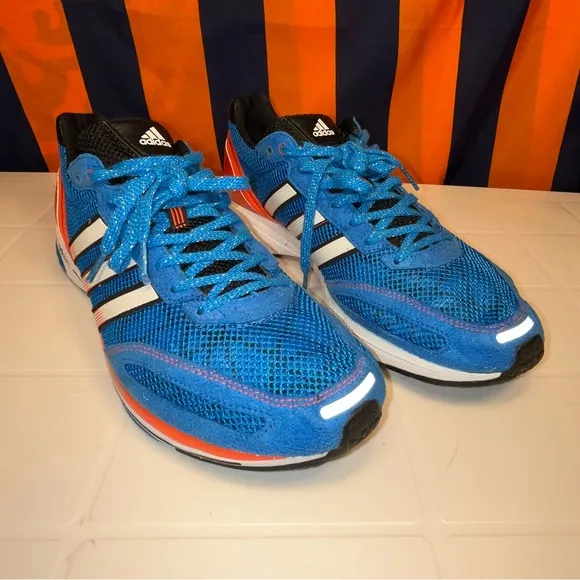 Adidas Adizero Adios 2 Mens Running Shoes Blue/Orange Size 11.5 low top lace up
