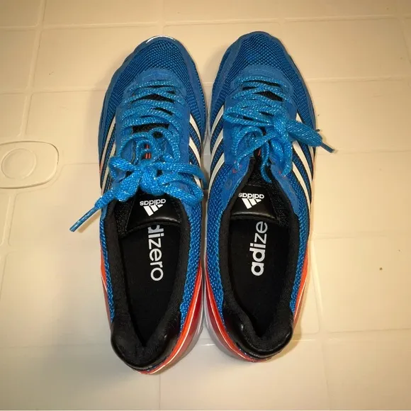 Adidas Adizero Adios 2 Mens Running Shoes Blue/Orange Size 11.5 low top lace up