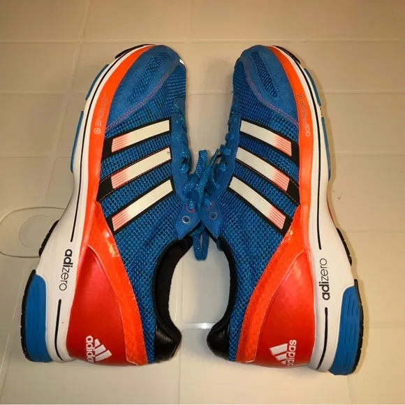 Adidas Adizero Adios 2 Mens Running Shoes Blue/Orange Size 11.5 low top lace up