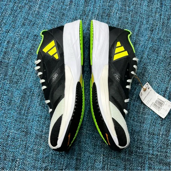 Adidas Adizero Adios 7 Running Shoes in Black Solar Green NWT
