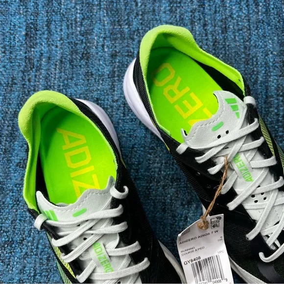 Adidas Adizero Adios 7 Running Shoes in Black Solar Green NWT