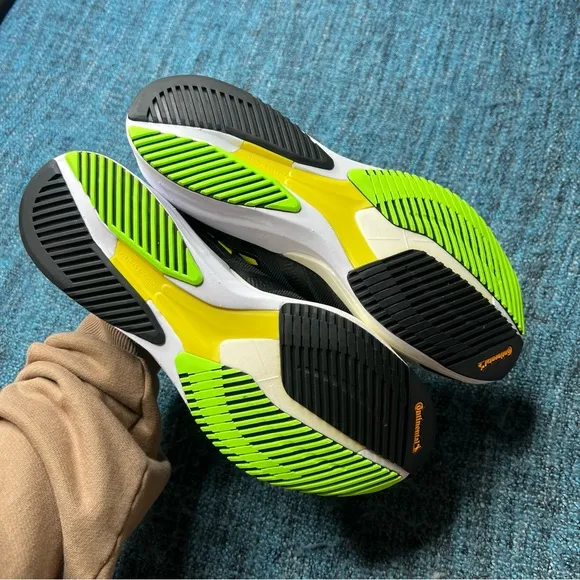 Adidas Adizero Adios 7 Running Shoes in Black Solar Green NWT