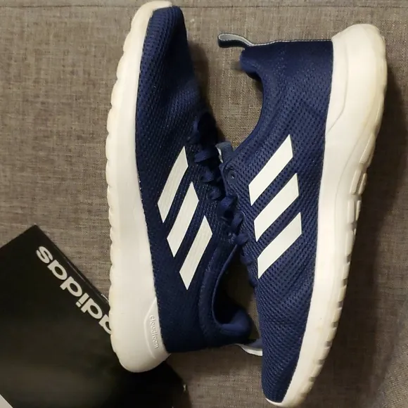 Adidas Lite Racer Cln Men's Dark Blue/White Striped Running Shoes - Size 7 1/2