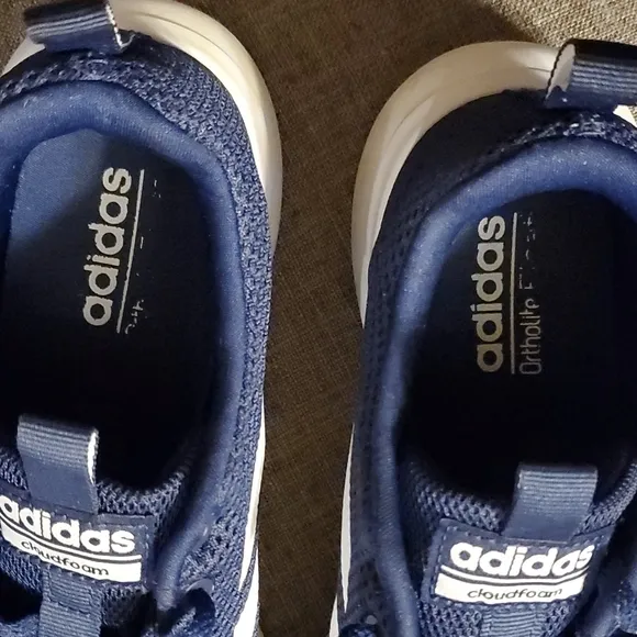 Adidas Lite Racer Cln Men's Dark Blue/White Striped Running Shoes - Size 7 1/2