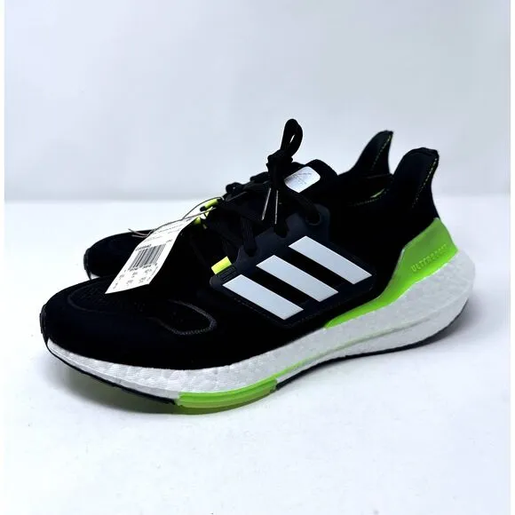 Adidas Men's 9 UltraBoost 22 Running Shoes Black / White / Green GX6640 NEW