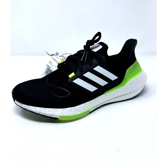 Adidas Men's 9 UltraBoost 22 Running Shoes Black / White / Green GX6640 NEW
