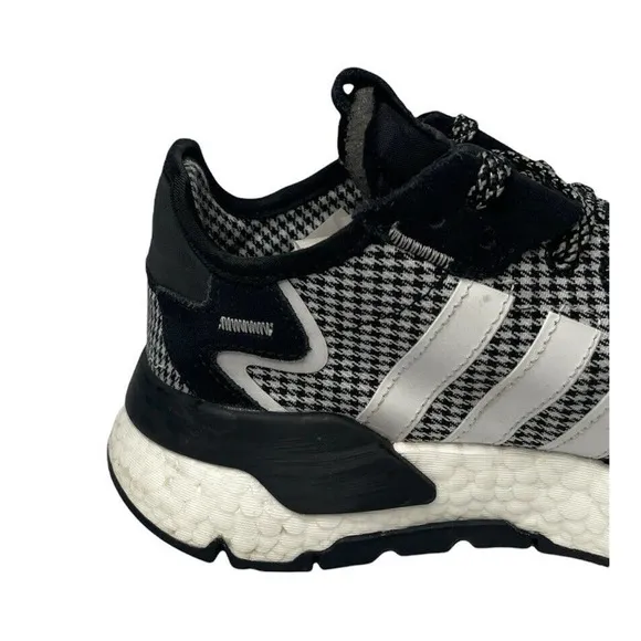 ADIDAS NITE JOGGER Boost Running Shoes Black White Houndstooth Plaid FV3854 US 9