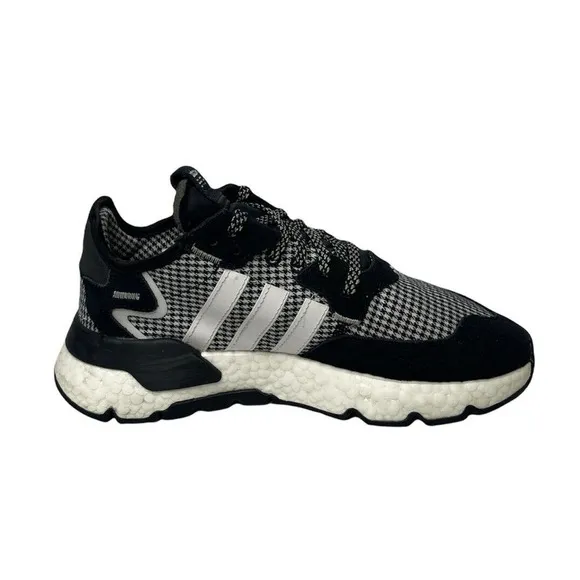 ADIDAS NITE JOGGER Boost Running Shoes Black White Houndstooth Plaid FV3854 US 9