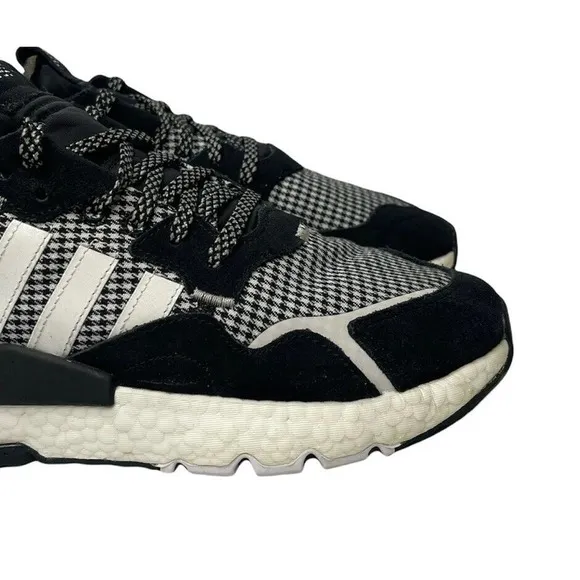 ADIDAS NITE JOGGER Boost Running Shoes Black White Houndstooth Plaid FV3854 US 9
