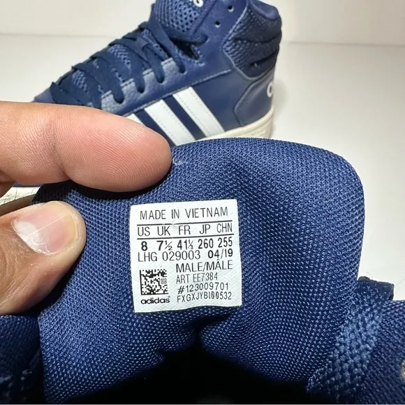 Adidas Sneakers Shoes Men's Size 8 Casual Blue Retro Hoops 2.0 Mid (35 Box 5)