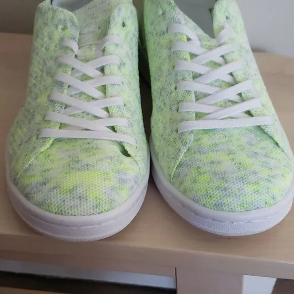 Adidas Stan Smith Primeknit Mens Neon Solar Yellow Sneakers Size 9 New