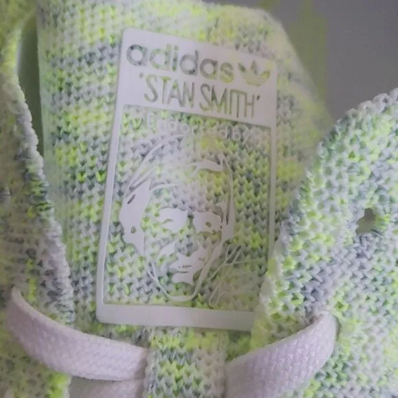 Adidas Stan Smith Primeknit Mens Neon Solar Yellow Sneakers Size 9 New