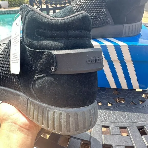 Adidas Tubular Invader Strap J Kid's Athletic Shoes Triple Black BA7330 Size 6