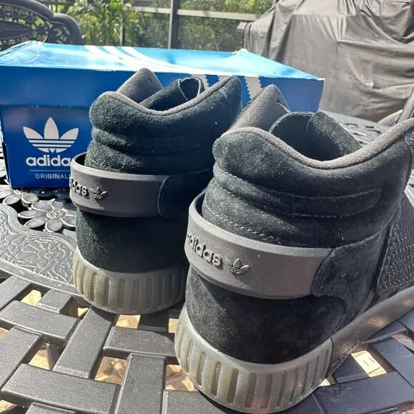 Adidas Tubular Invader Strap J Kid's Athletic Shoes Triple Black BA7330 Size 6