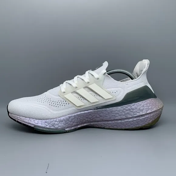 Adidas UltraBoost 21 Crystal White Hazy Green Running Shoes FY0383 Men's Sz 10.5