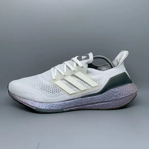 Adidas UltraBoost 21 Crystal White Hazy Green Running Shoes FY0383 Men's Sz 10.5