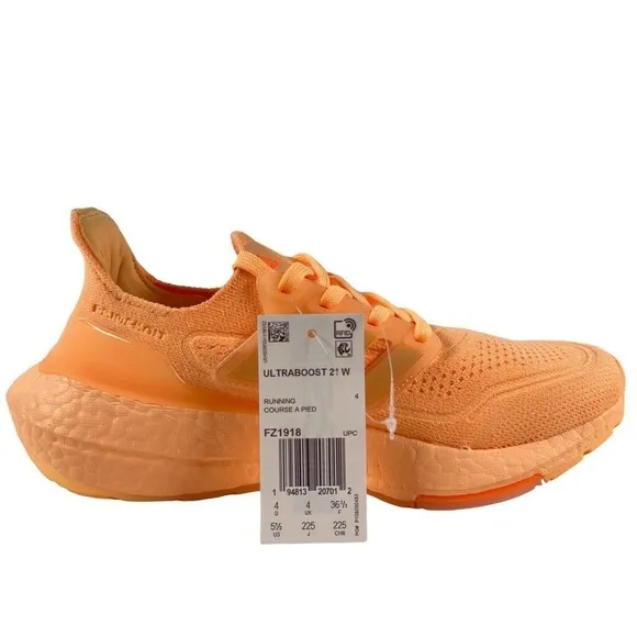 Adidas Ultraboost 21 Womens Size 5.5 Running Shoes Orange NEW!