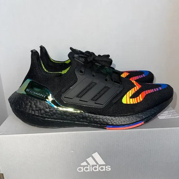 ADIDAS ULTRABOOST 22 (HQ0965) MENS SIZE 9 CORE BLACK/POWER BLUE RUNNING SHOES