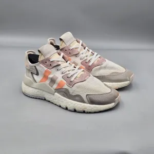 Adidas Womens Size 8 US GUC Originals Nite Jogger BOOST White Pink Running Shoes