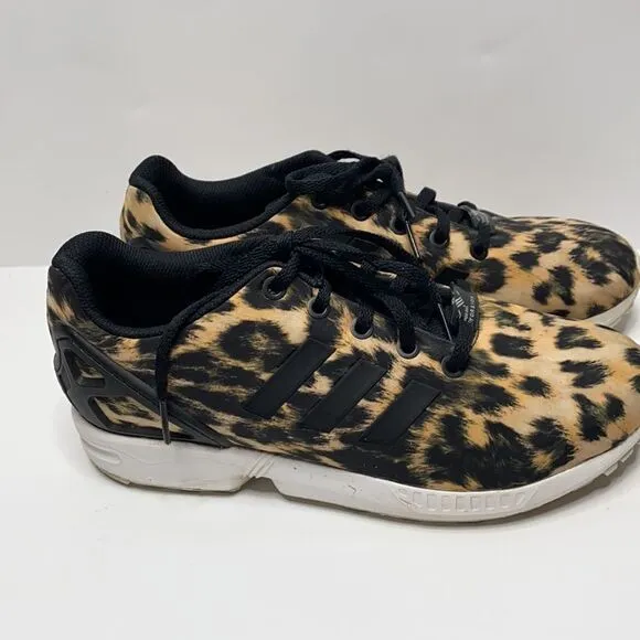 Adidas Cheetah Animal Print ZXFLUX TORSION Lace Up Running Shoes mens 6