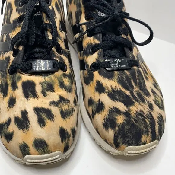 Adidas Cheetah Animal Print ZXFLUX TORSION Lace Up Running Shoes mens 6