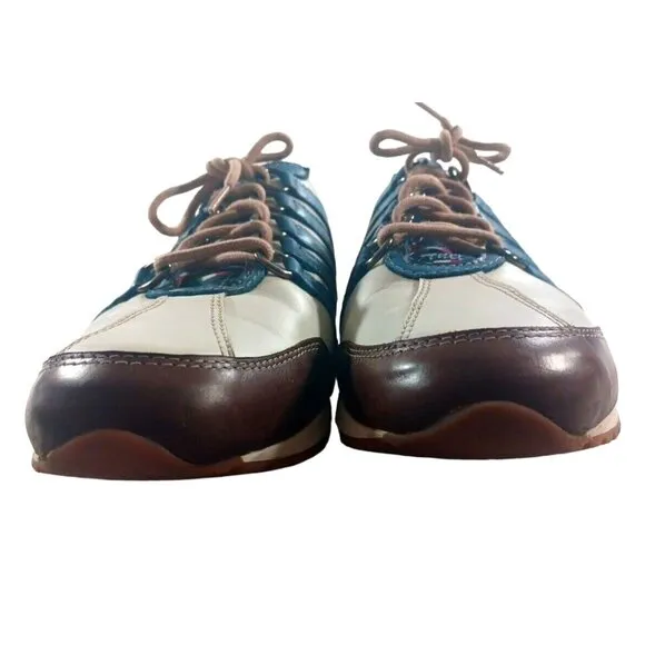 Añel Racer ARSX Collection Brown White Blue Striped Shoes Size 45½ / 11 Mens
