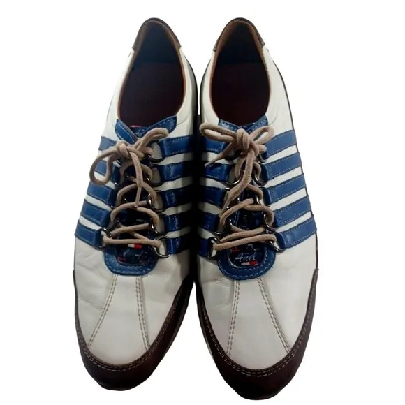 Añel Racer ARSX Collection Brown White Blue Striped Shoes Size 45½ / 11 Mens