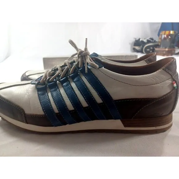 Añel Racer ARSX Collection Brown White Blue Striped Shoes Size 45½ / 11 Mens