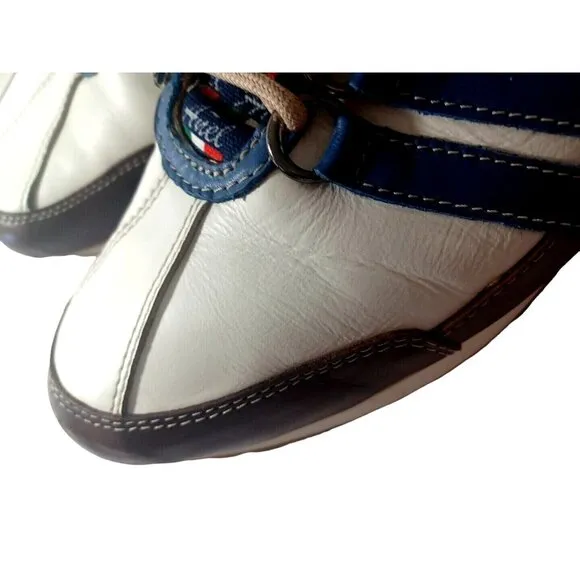 Añel Racer ARSX Collection Brown White Blue Striped Shoes Size 45½ / 11 Mens