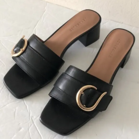 Aerosoles Evvie leather black sandals size 8.5