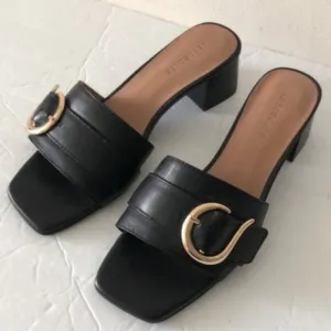 Aerosoles Evvie leather black sandals size 8.5